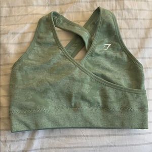 Gym shark camo sports bra green
